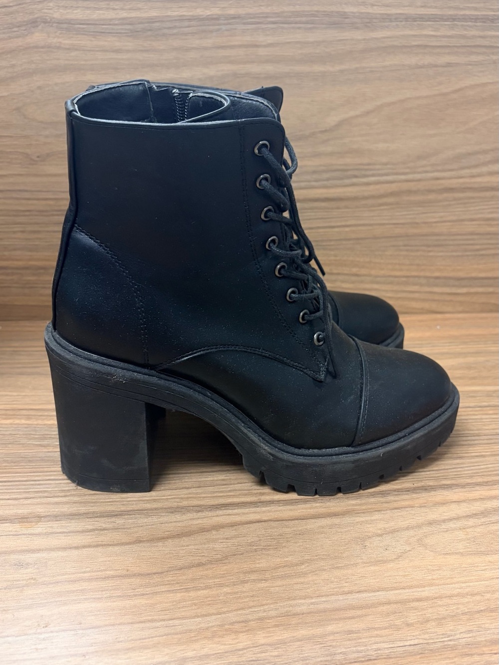 Lace-Up Heel Lug Sole Boots